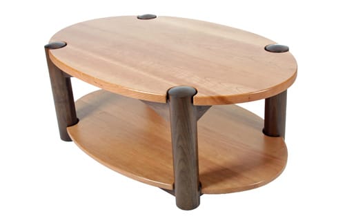 Coffee table with under shelf – cherry with black walnut